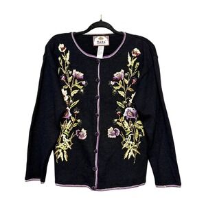 Vtg TIARA Fairycore Embroidered Cardigan Womens Size S Cottagecore Grannycore